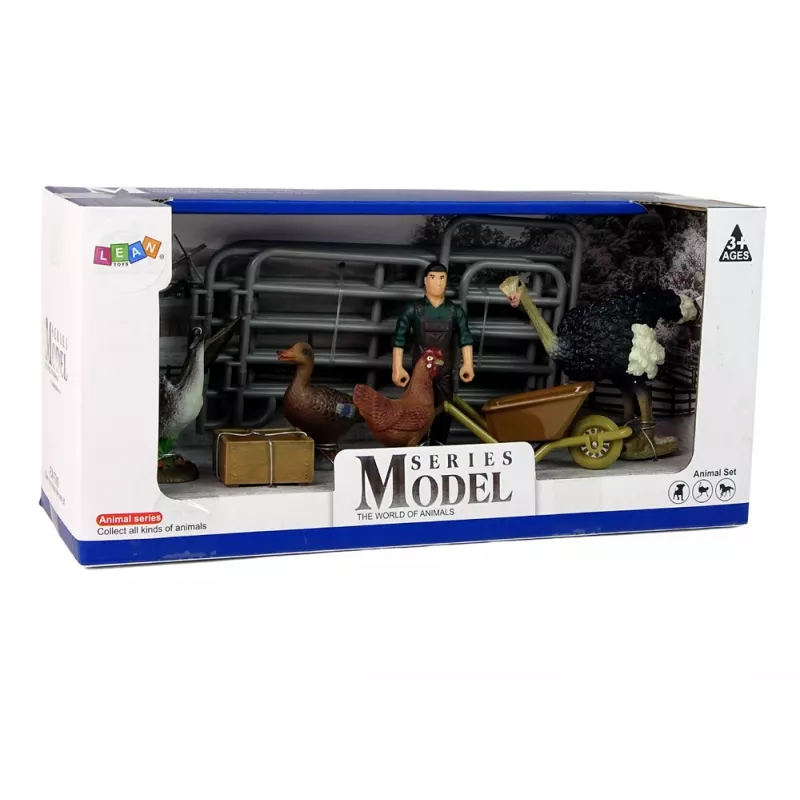 LEAN TOYS sada figúrok hospodárskych zvierat farmár vtáky