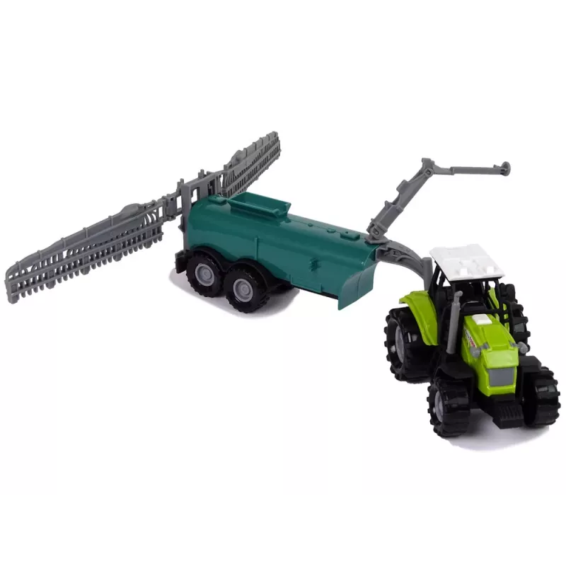 LEAN TOYS Poľnohospodársky traktor s postrekovačom, farmárske zvuky, zelený