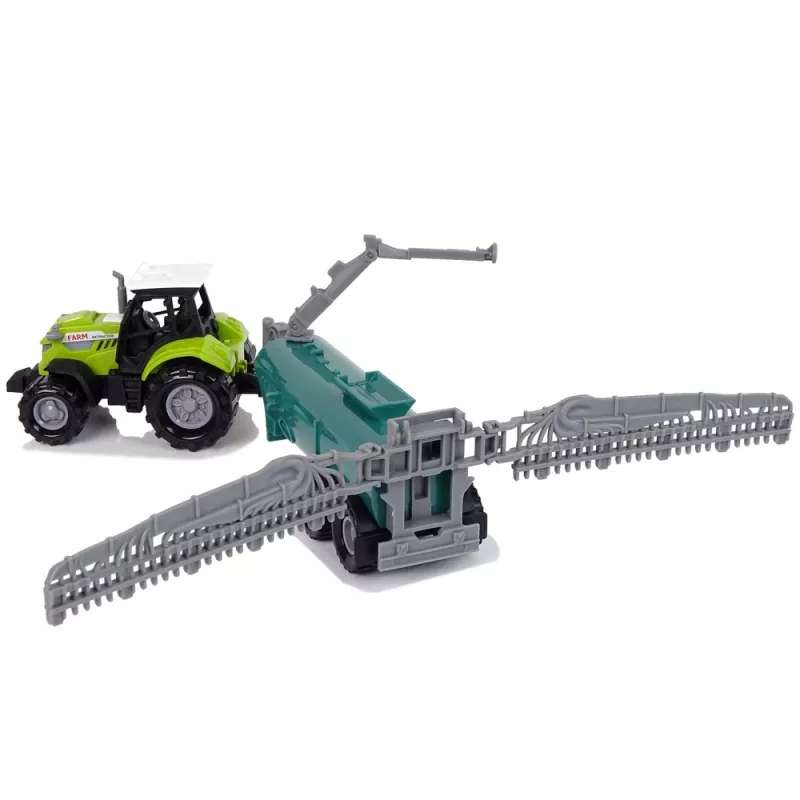 LEAN TOYS Poľnohospodársky traktor s postrekovačom, farmárske zvuky, zelený