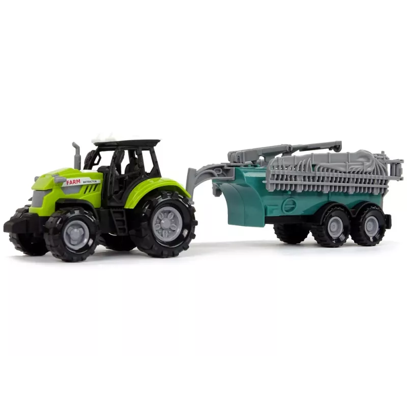 LEAN TOYS Poľnohospodársky traktor s postrekovačom, farmárske zvuky, zelený