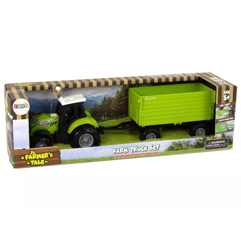 LEAN TOYS Farma traktor s návesom svetlá zvuky zelený