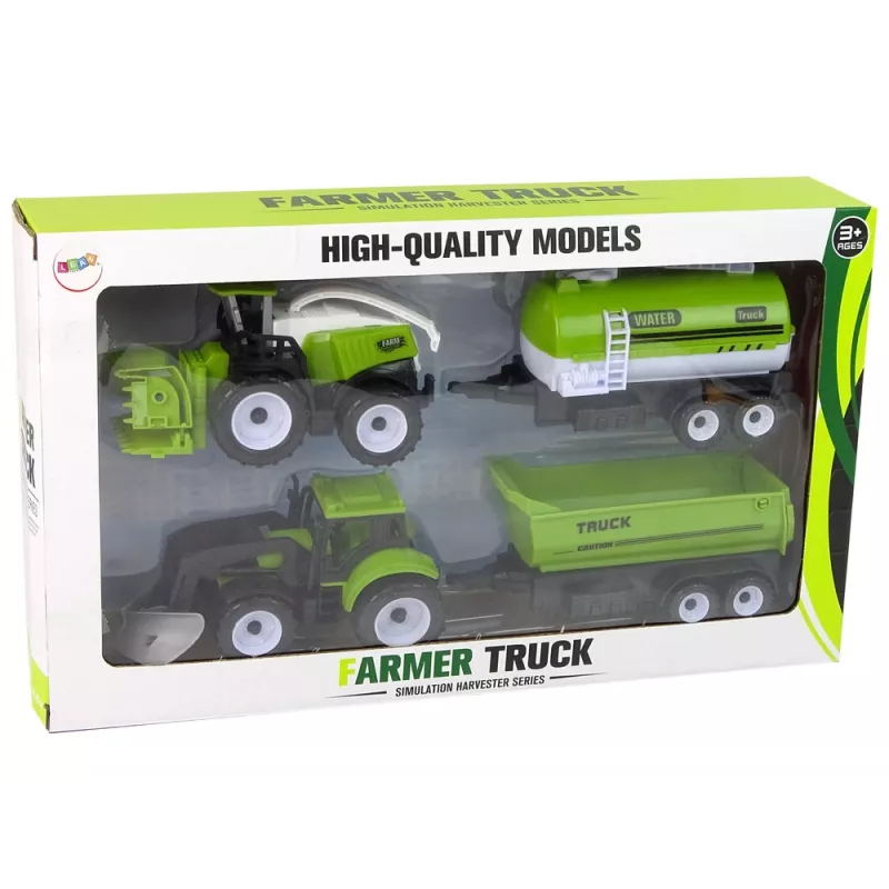 LEAN TOYS Sada poľnohospodárskych vozidiel traktor kombajn cisterna náves