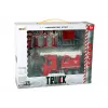LEAN TOYS hasičská súprava so žeriavom, dopravnými značkami a hasičom