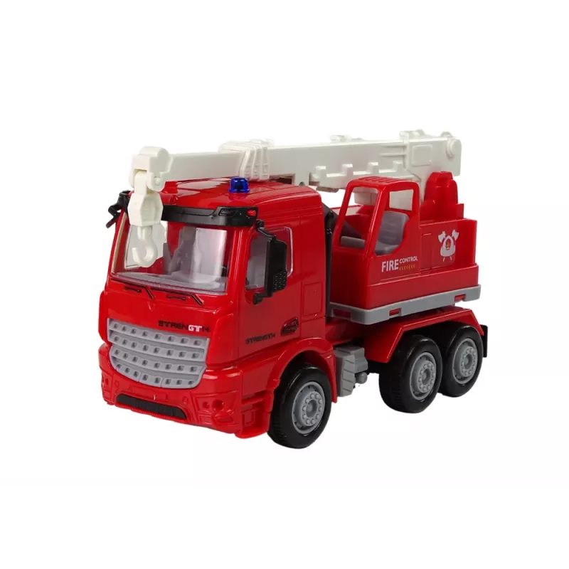 LEAN TOYS hasičská súprava so žeriavom, dopravnými značkami a hasičom