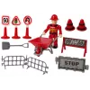 LEAN TOYS hasičská súprava so žeriavom, dopravnými značkami a hasičom