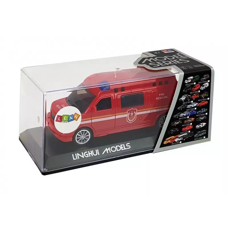 LEAN TOYS Hasičské auto s ťahacím mechanizmom, svetlom a zvukom