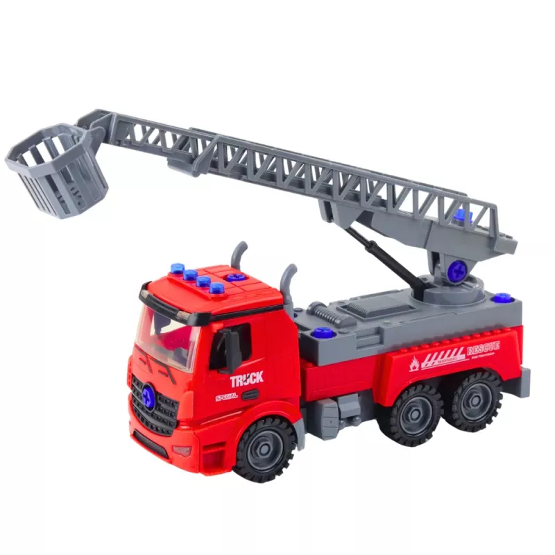 LEAN TOYS Hasičské auto DIY skrutkovač červené