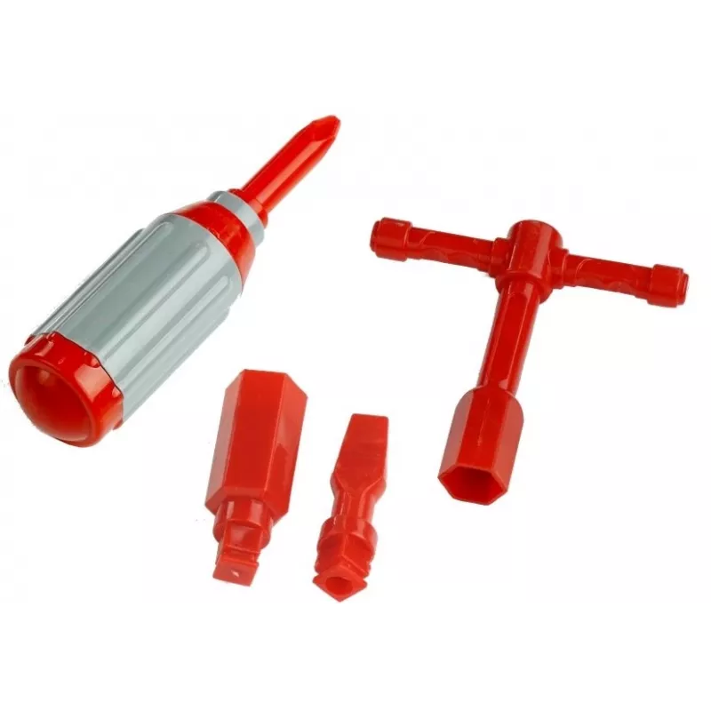 LEAN TOYS Hasičské auto so skrutkovacou šmykľavkou + náradie