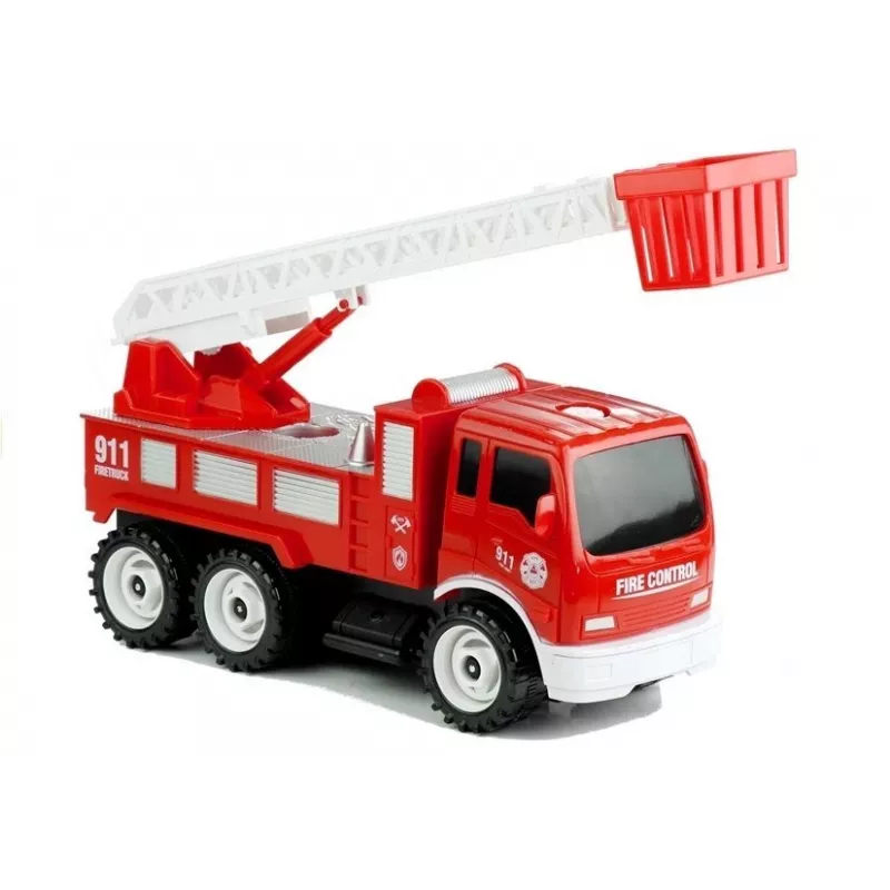 LEAN TOYS Hasičské auto so skrutkovacou šmykľavkou + náradie