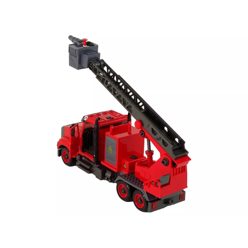 LEAN TOYS Požiarne nákladné auto so skrutkovacím príslušenstvom červené