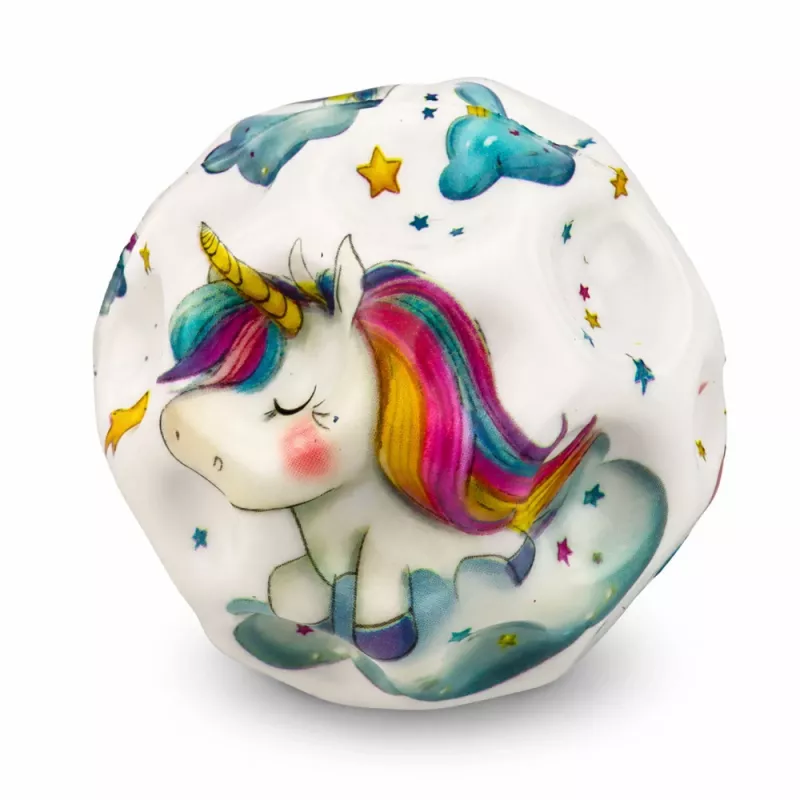 LEAN TOYS Penový balón s výstupkami na skákanie Anti-Stress jednorožec 7cm