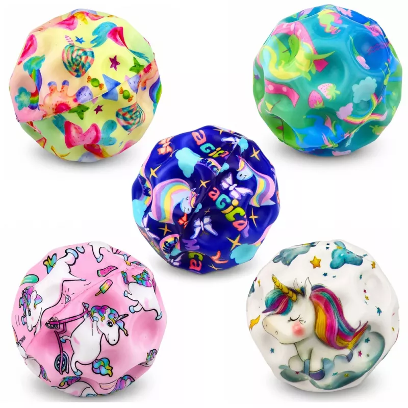 LEAN TOYS Penový balón s výstupkami na skákanie Anti-Stress jednorožec 7cm