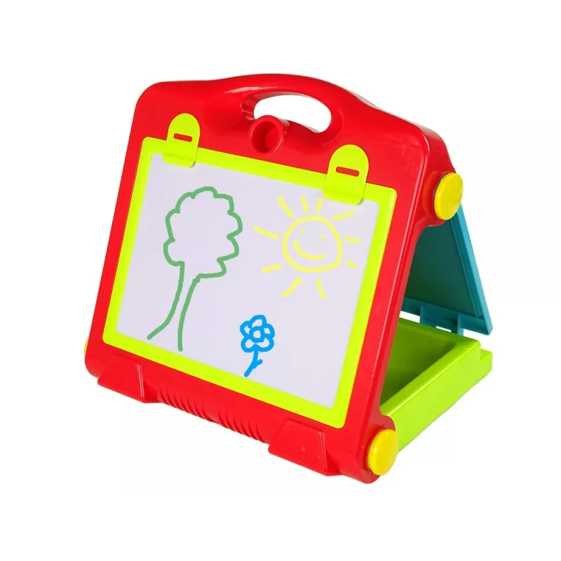 LEAN TOYS Skladacia 2v1 tabuľa kufrík - krieda a fixka