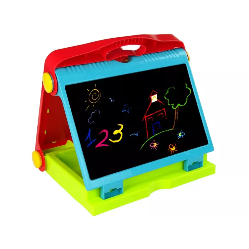LEAN TOYS Skladacia 2v1 tabuľa kufrík - krieda a fixka