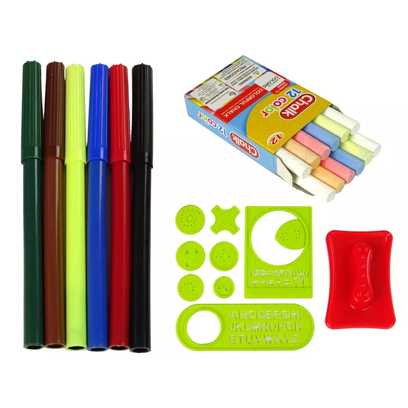 LEAN TOYS Skladacia 2v1 tabuľa kufrík - krieda a fixka