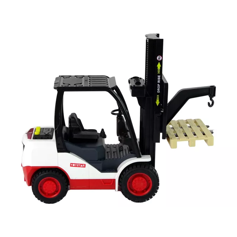 LEAN TOYS Vysokozdvižný vozík s pohyblivými vidlicami a paletou