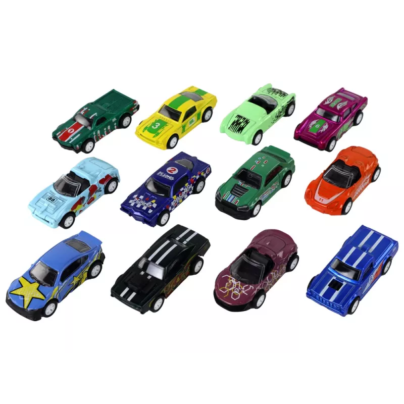 LEAN TOYS sada vozidiel Friction Drive 12 ELE kov 1:64