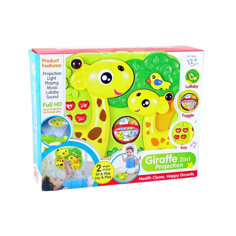 LEAN TOYS Žirafa 2v1 projektor - posteľný mobil pre bábätká