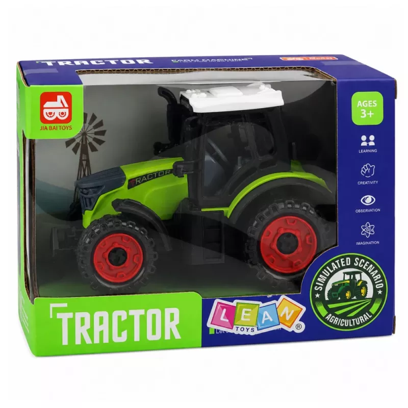 LEAN TOYS zelený traktor 15 cm s nárazovým pohonom