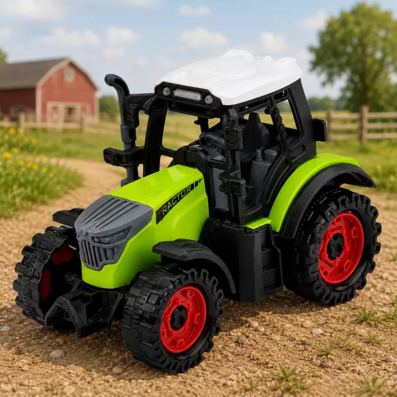 LEAN TOYS zelený traktor 15 cm s nárazovým pohonom