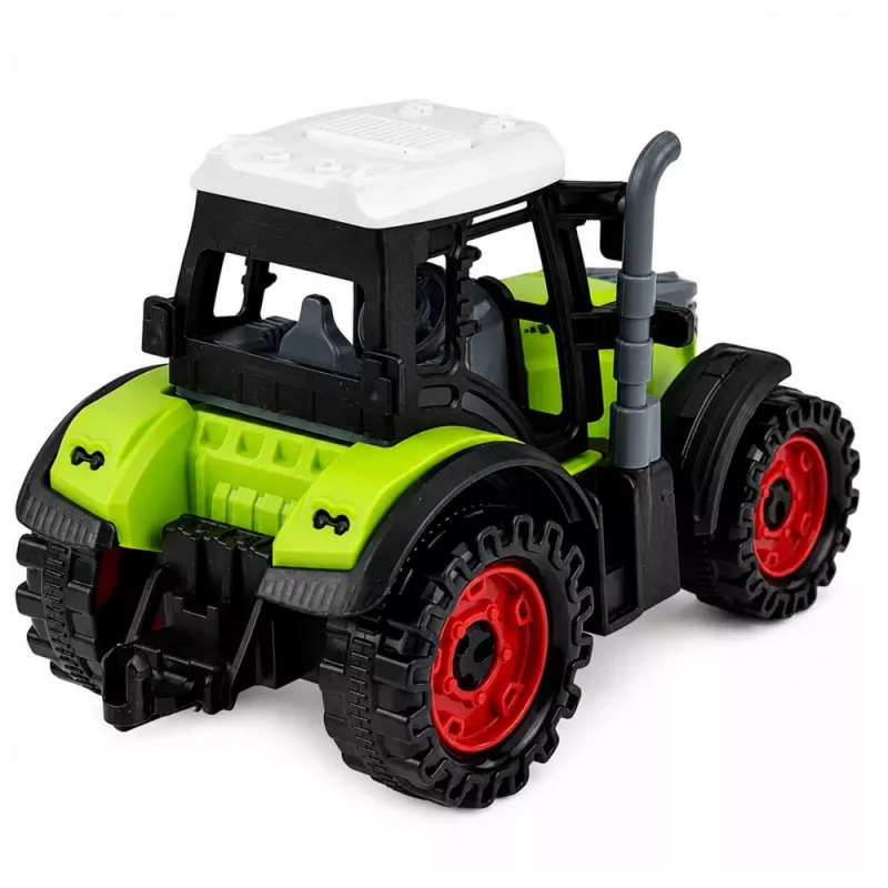 LEAN TOYS zelený traktor 15 cm s nárazovým pohonom
