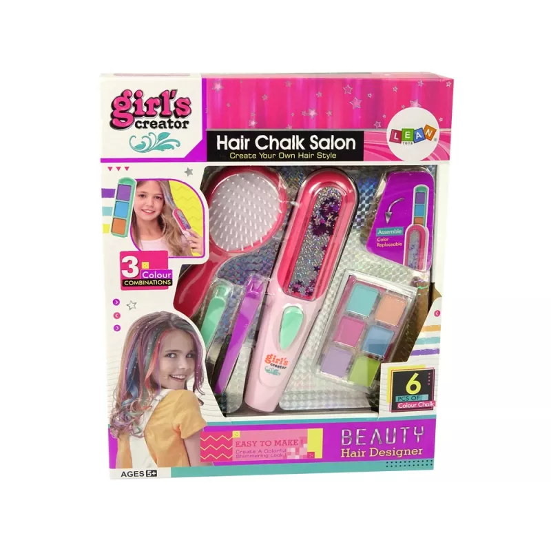 LEAN TOYS Sada na farbenie vlasov so žehličkou a pramienkami, 6 farieb
