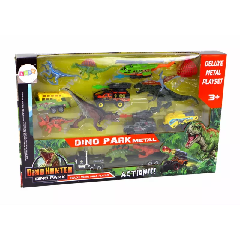 LEAN TOYS Vrtuľník dinosaury vozidlo sada 8 farebných ks