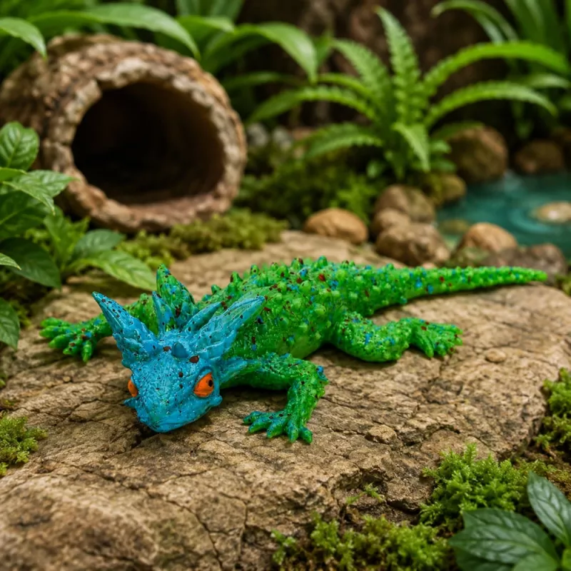 LEAN TOYS jašterica rohatá gumená figúrka naťahovacia realistická 20 cm