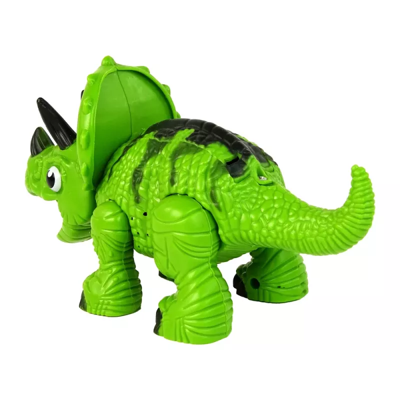 LEAN TOYS interaktívny dinosaurus Triceratops para voda zvuk zelený