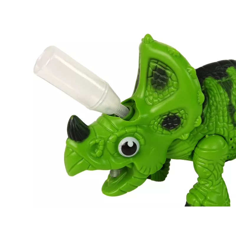 LEAN TOYS interaktívny dinosaurus Triceratops para voda zvuk zelený