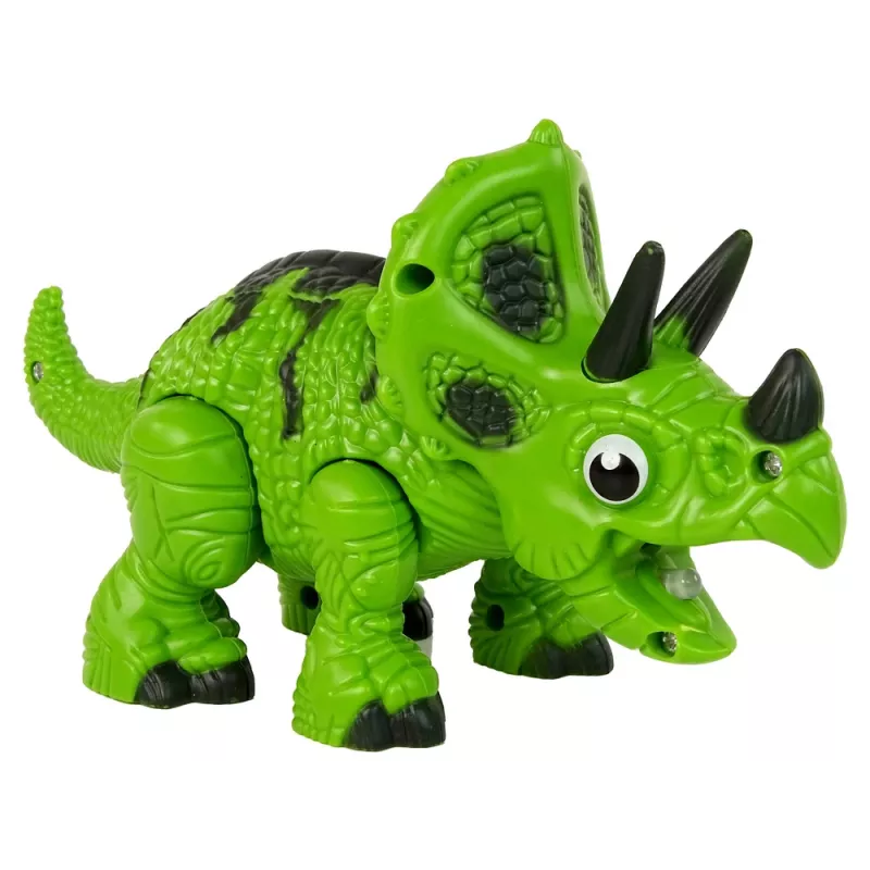 LEAN TOYS interaktívny dinosaurus Triceratops para voda zvuk zelený