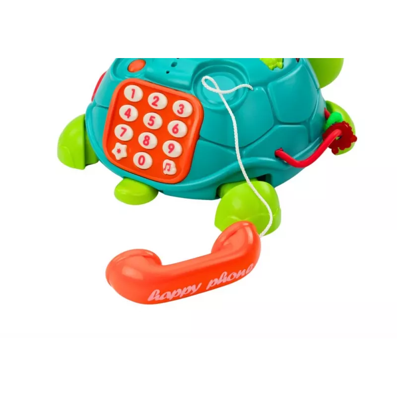LEAN TOYS Interaktívny vzdelávací telefón korytnačka 6in1 svetlá zvuky zelený