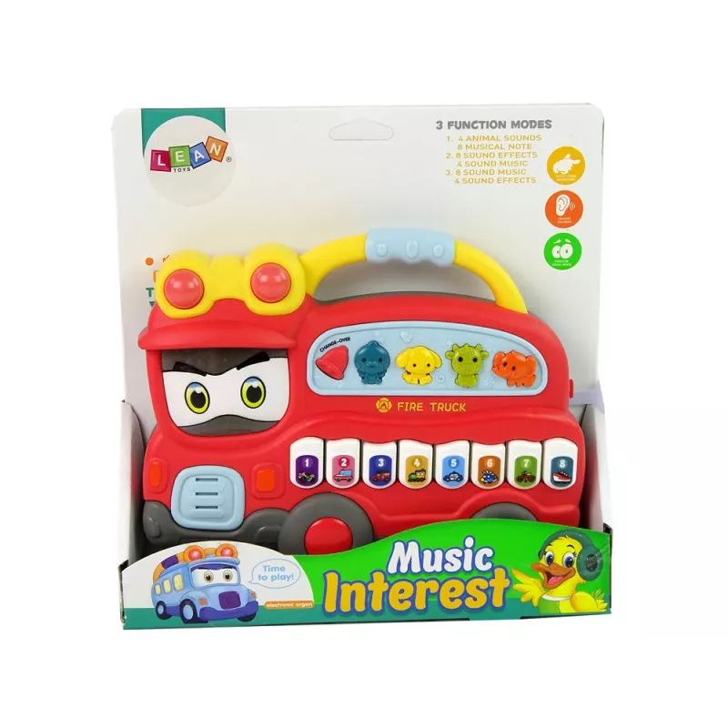 LEAN TOYS interaktívne piano hasičské zvuky zvieratá zvuky vozidiel melódie