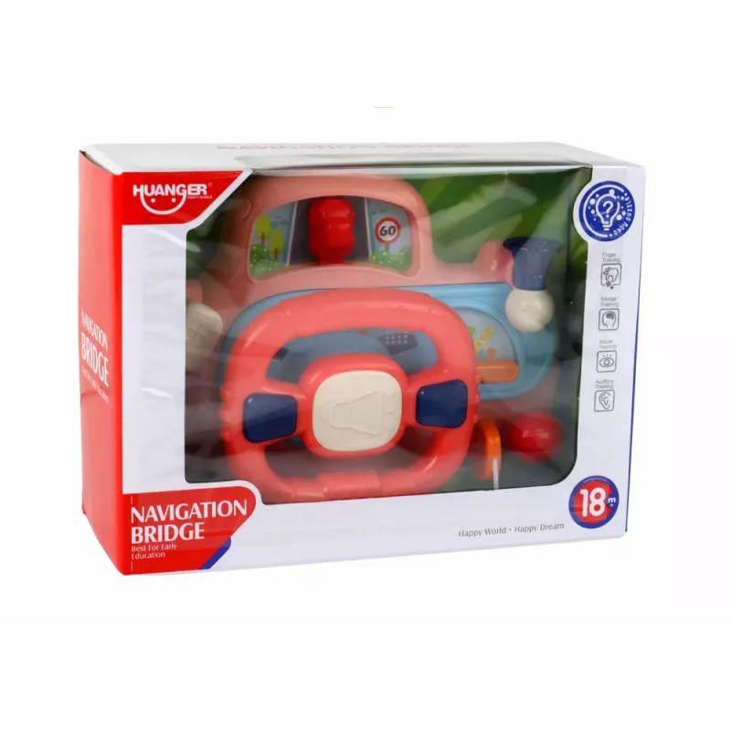 LEAN TOYS Interaktívny ružový volant simulátor jazdy multifunkčný