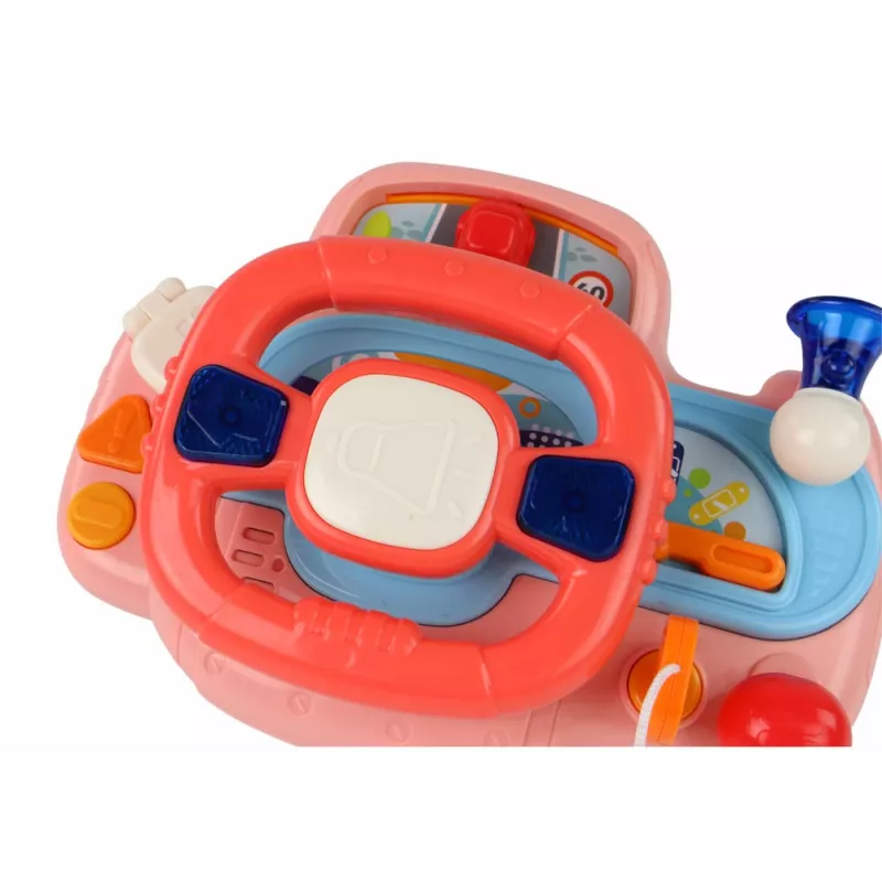 LEAN TOYS Interaktívny ružový volant simulátor jazdy multifunkčný