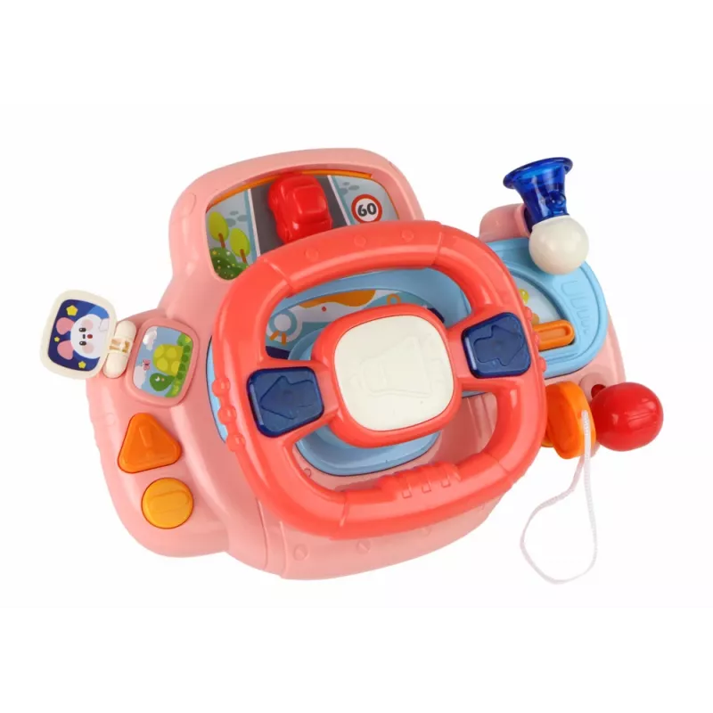 LEAN TOYS Interaktívny ružový volant simulátor jazdy multifunkčný