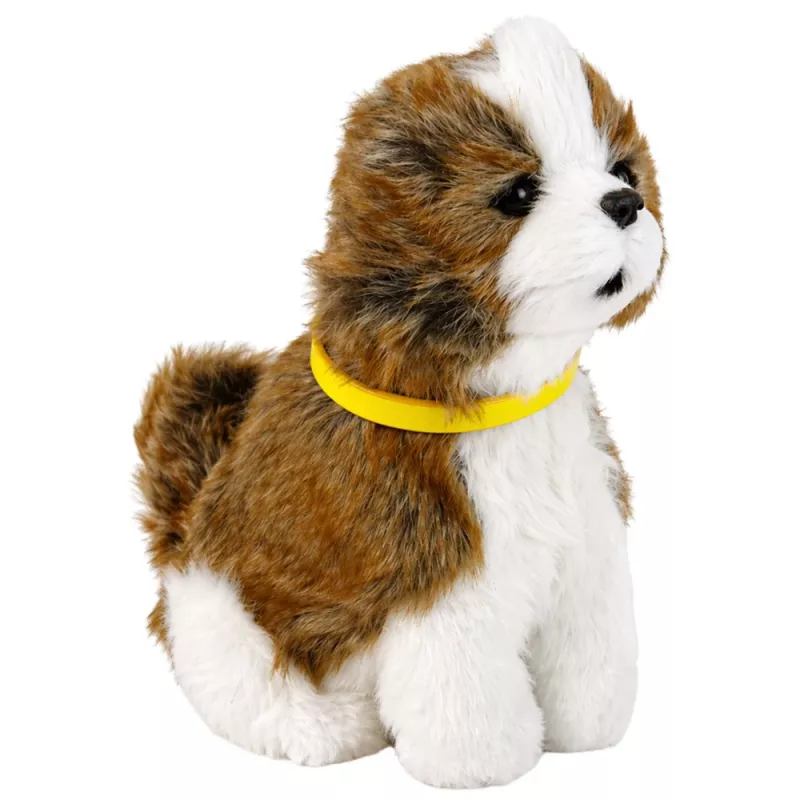 LEAN TOYS Interaktívny plyšový pes s jemnou srsťou, plemeno shih-tzu