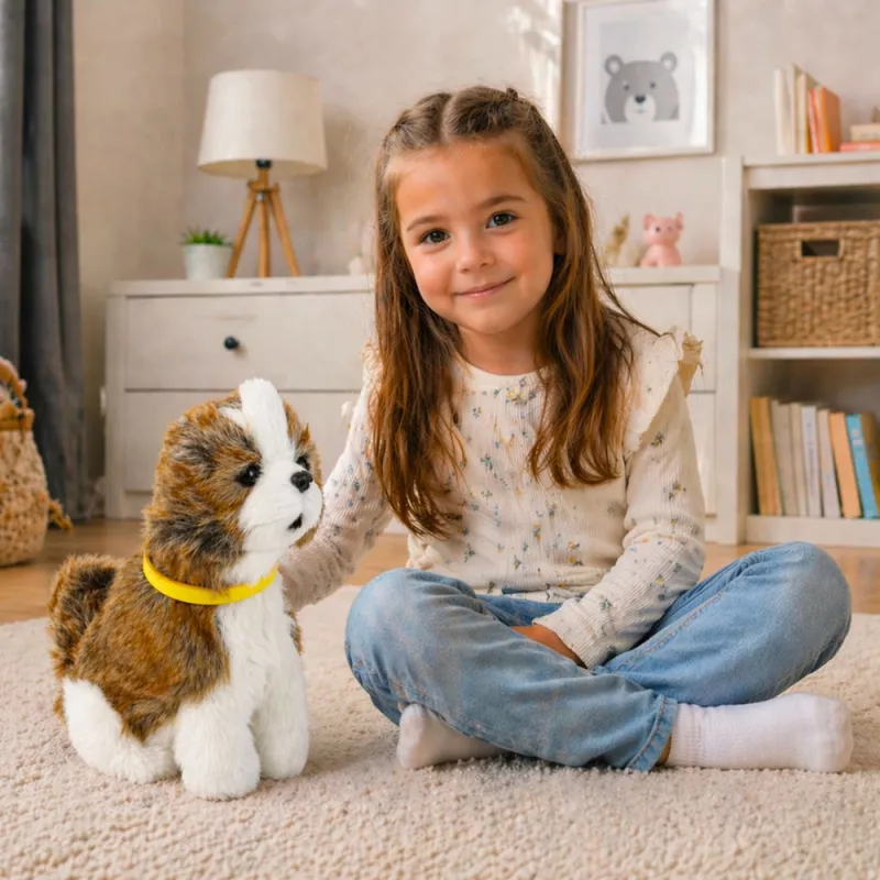 LEAN TOYS Interaktívny plyšový pes s jemnou srsťou, plemeno shih-tzu