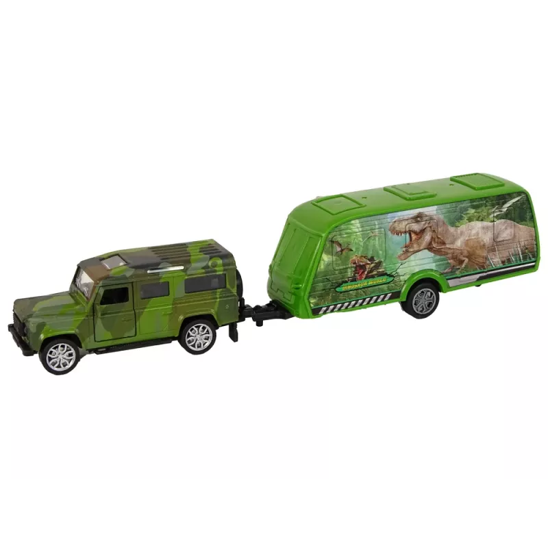 LEAN TOYS súprava vozidla Jeep s ťahacím dinosaurom prívesom