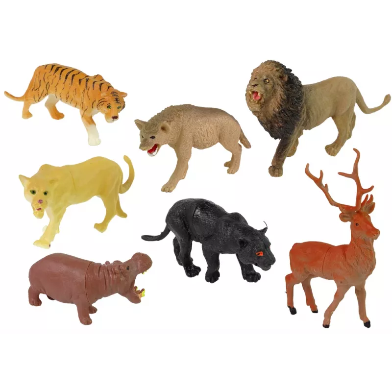 LEAN TOYS Veľká sada figúrok divé zvieratá safari + príslušenstvo, 34 prvkov