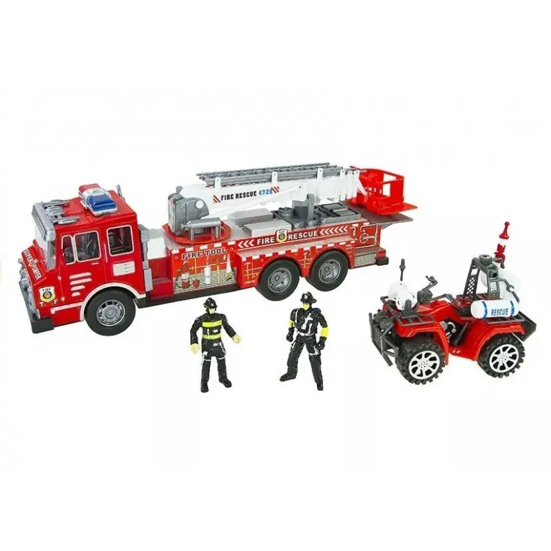 LEAN TOYS veľká hasičská sada s hasičským autom, figúrkami a prilbou na quad pre deti