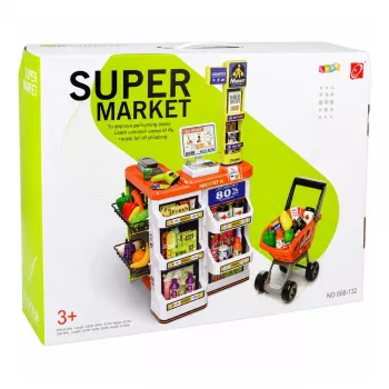 LEAN TOYS veľká sada supermarketovej pokladne - 60 dielov so svetlom, zvukom & príslušenstvom, hra pre deti od 3 rokov