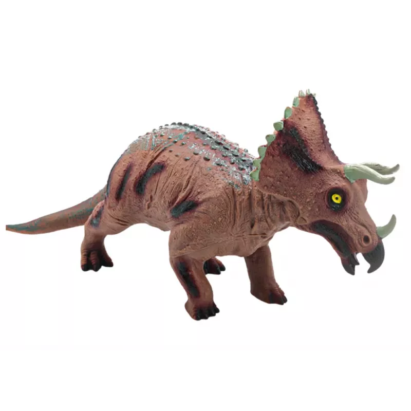 LEAN TOYS Veľká figúrka dinosaura Triceratops so zvukom 36 cm hnedá