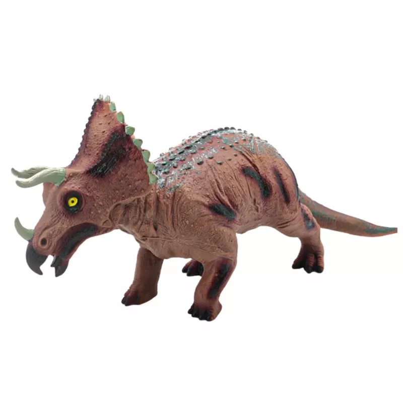 LEAN TOYS Veľká figúrka dinosaura Triceratops so zvukom 36 cm hnedá