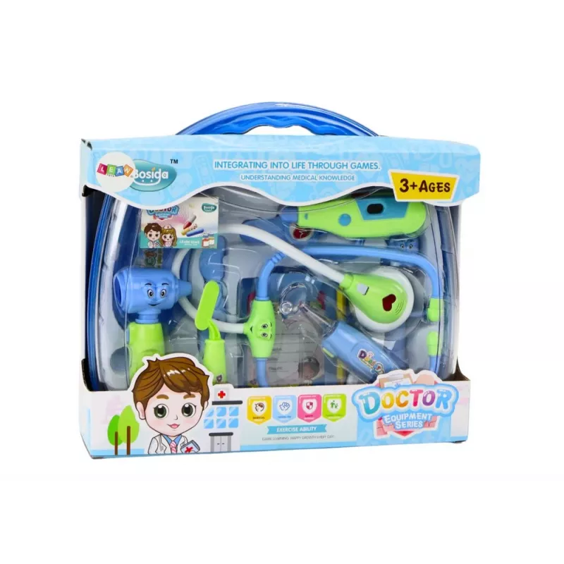 LEAN TOYS Little Doctor lekárska súprava v kufríku svetlá modrá zvuky