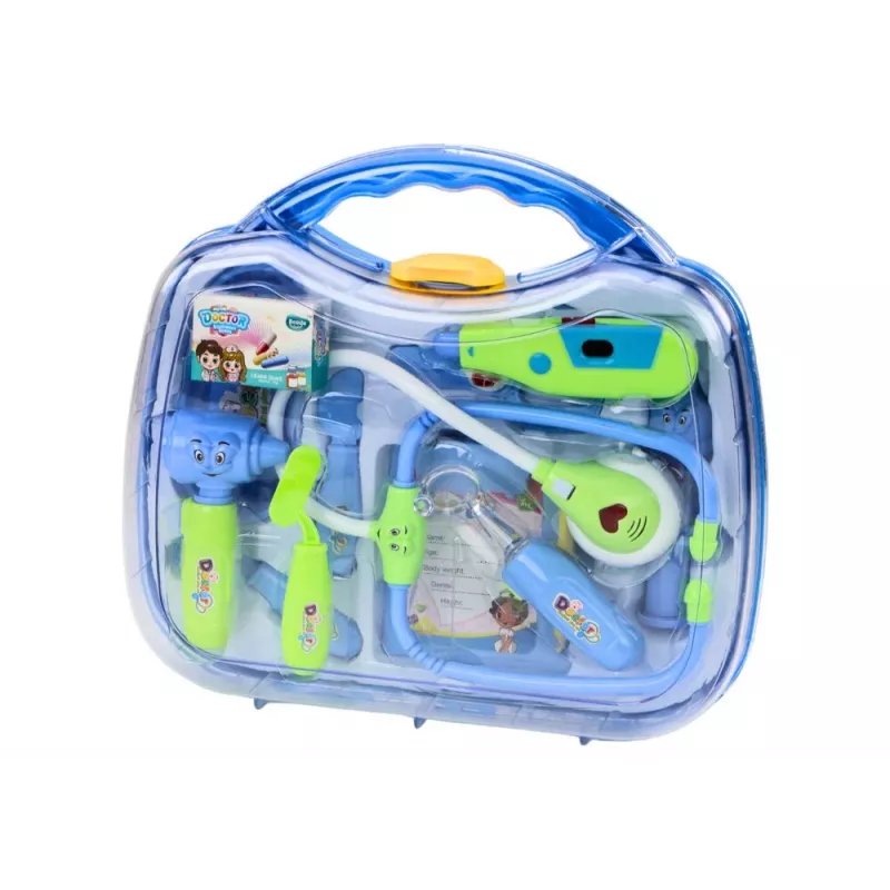 LEAN TOYS Little Doctor lekárska súprava v kufríku svetlá modrá zvuky