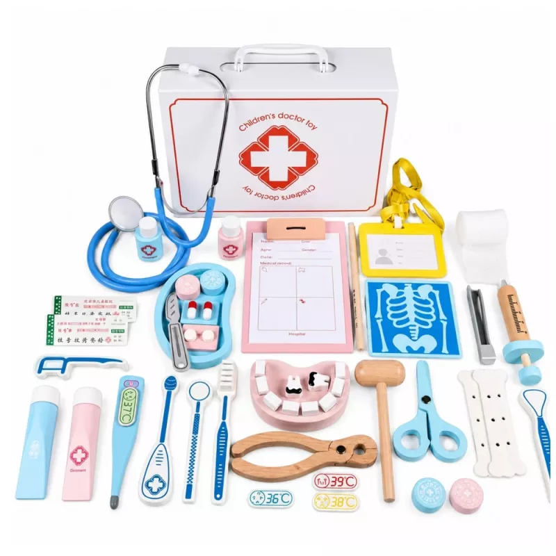 LEAN TOYS malý lekársky set - lekárske nástroje - skutočné doplnky - 36 dielov