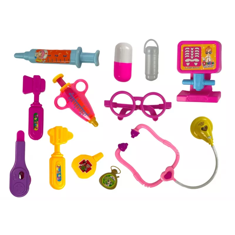 LEAN TOYS Sada malý doktor kufrík ružový stetoskop