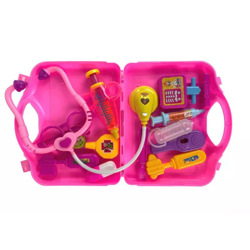 LEAN TOYS Sada malý doktor kufrík ružový stetoskop