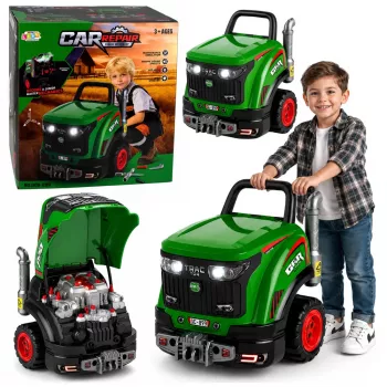 LEAN TOYS Rozložiteľný traktor Malý majster s osvetlením, zvukmi a parou
